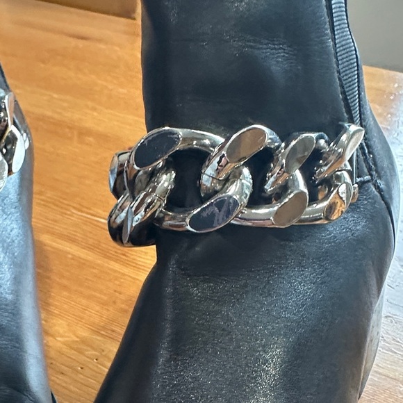 Marc Fisher Black Ankle Booties with Silver Chain Detail - Picture 6 of 13